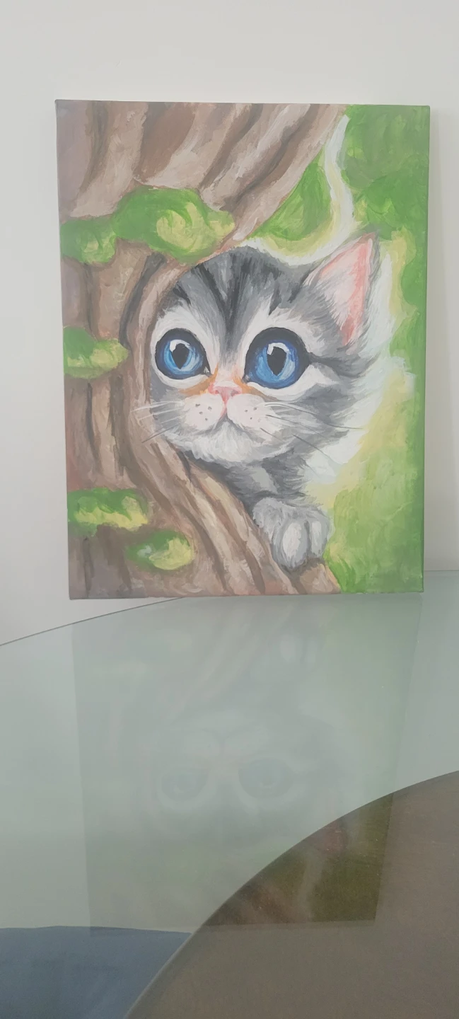 Hand-painted Kitten Canvas Art - photo 2