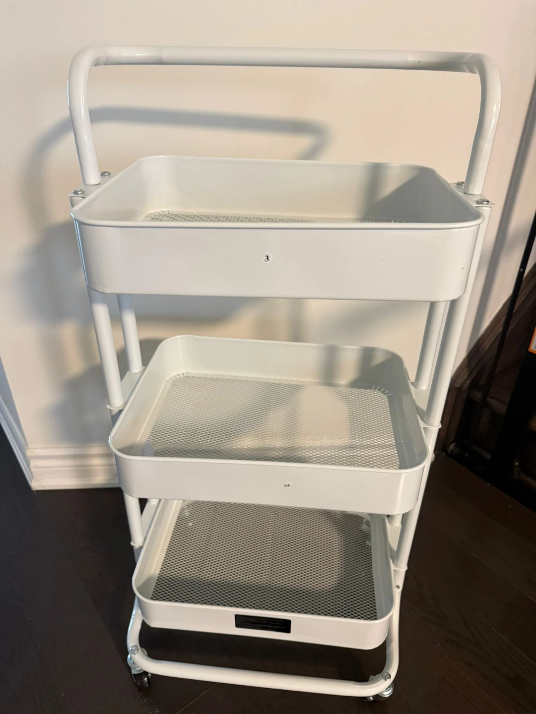 White 3-Tier Rolling Utility Cart