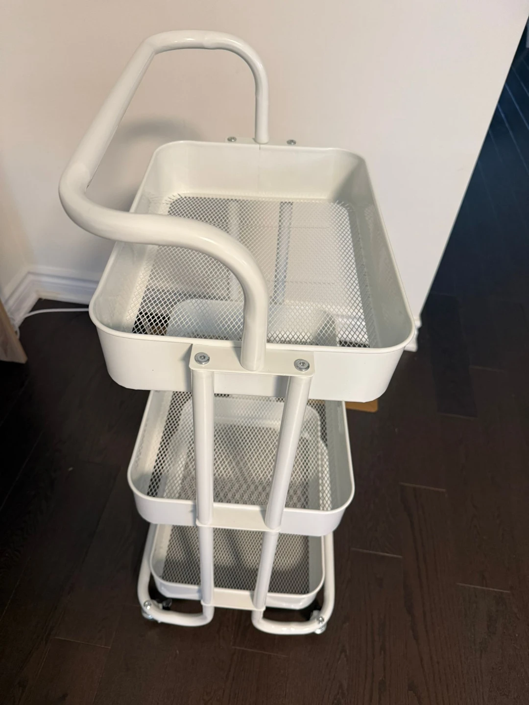 White 3-Tier Rolling Utility Cart - photo 2