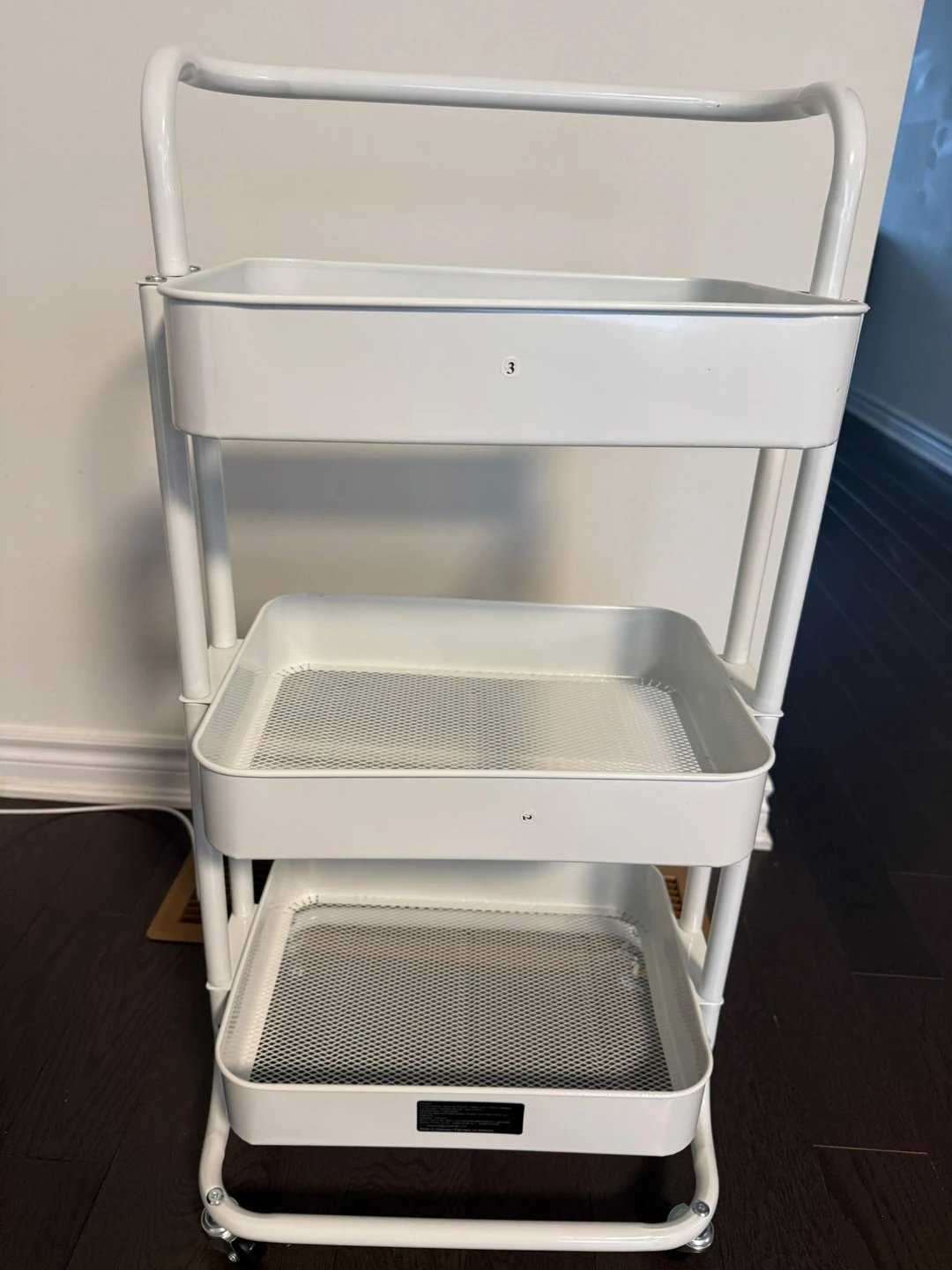 White 3-Tier Rolling Utility Cart - photo 4