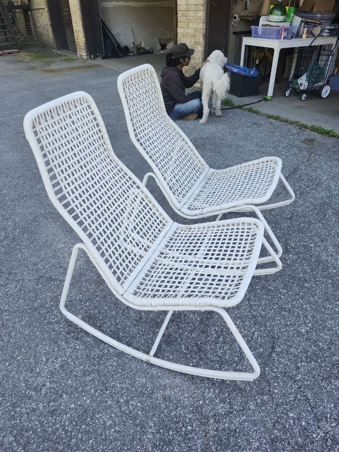 White Woven Rocking Chairs - Set of 2 - photo 2