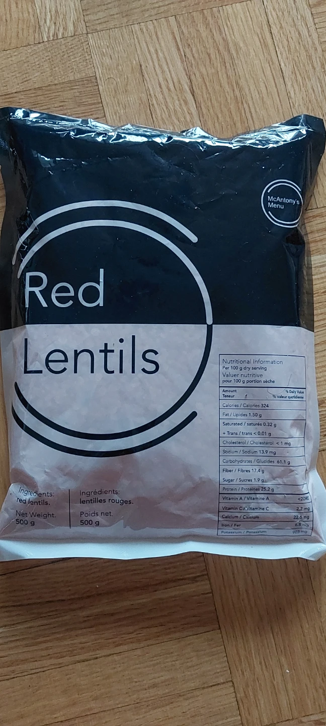 Mc Antony's Red Lentils - 500g Bag