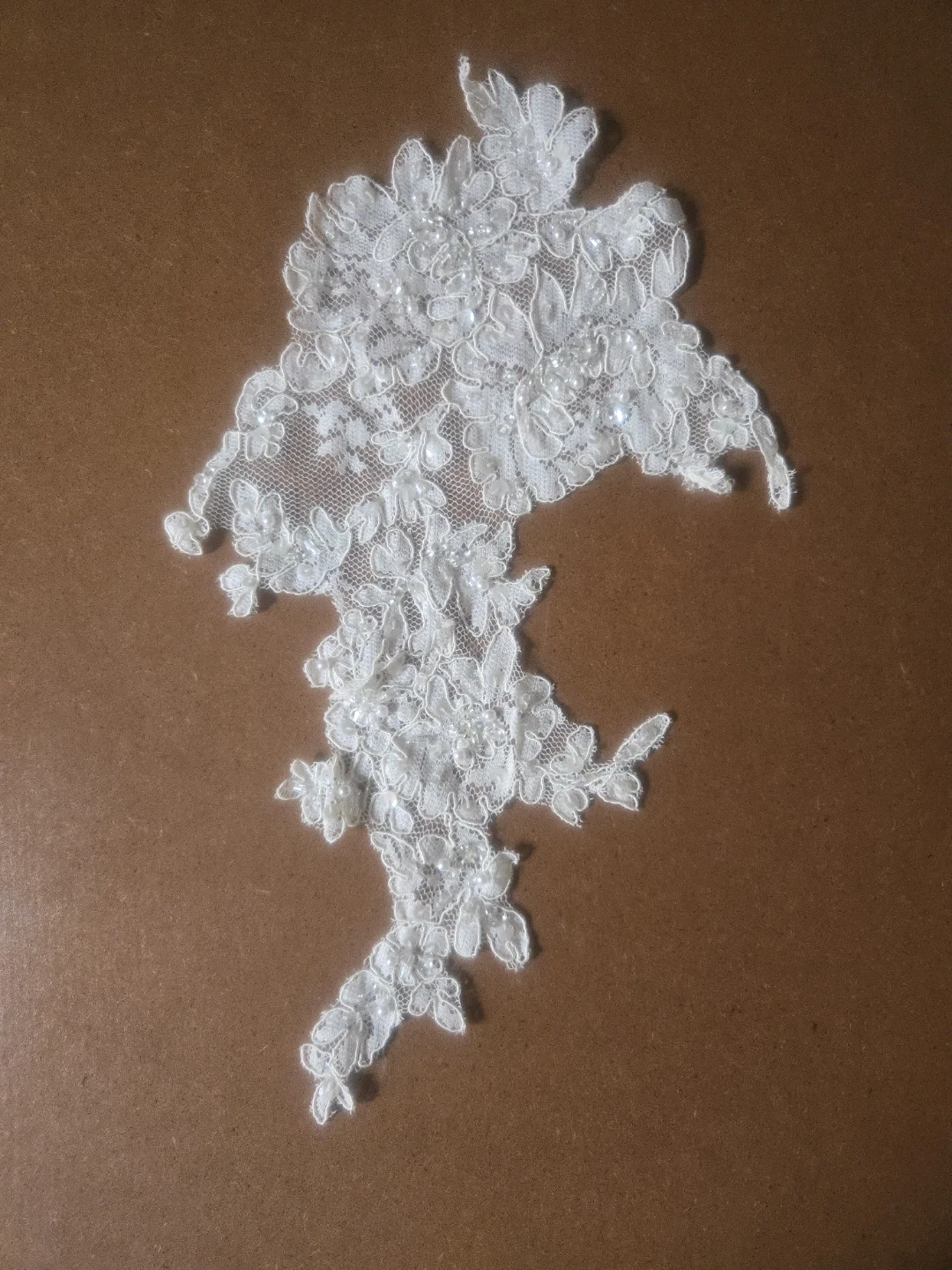 White Lace Applique with Beads and Sequins 15 Pieces Available