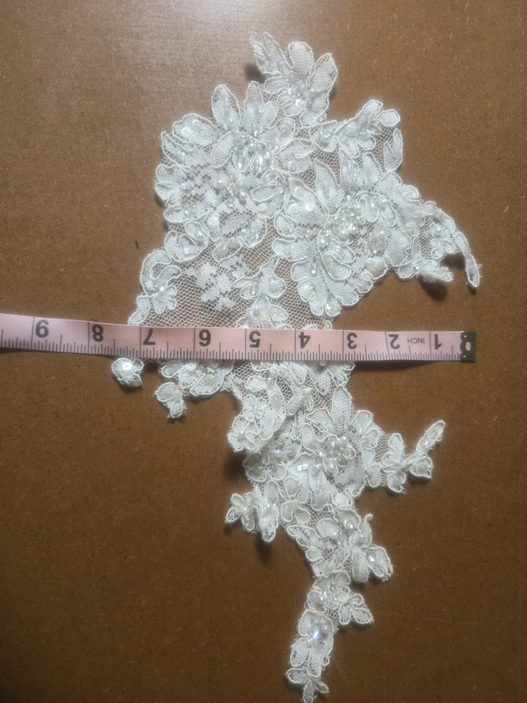 White Lace Applique with Beads and Sequins 15 Pieces Available - photo 5