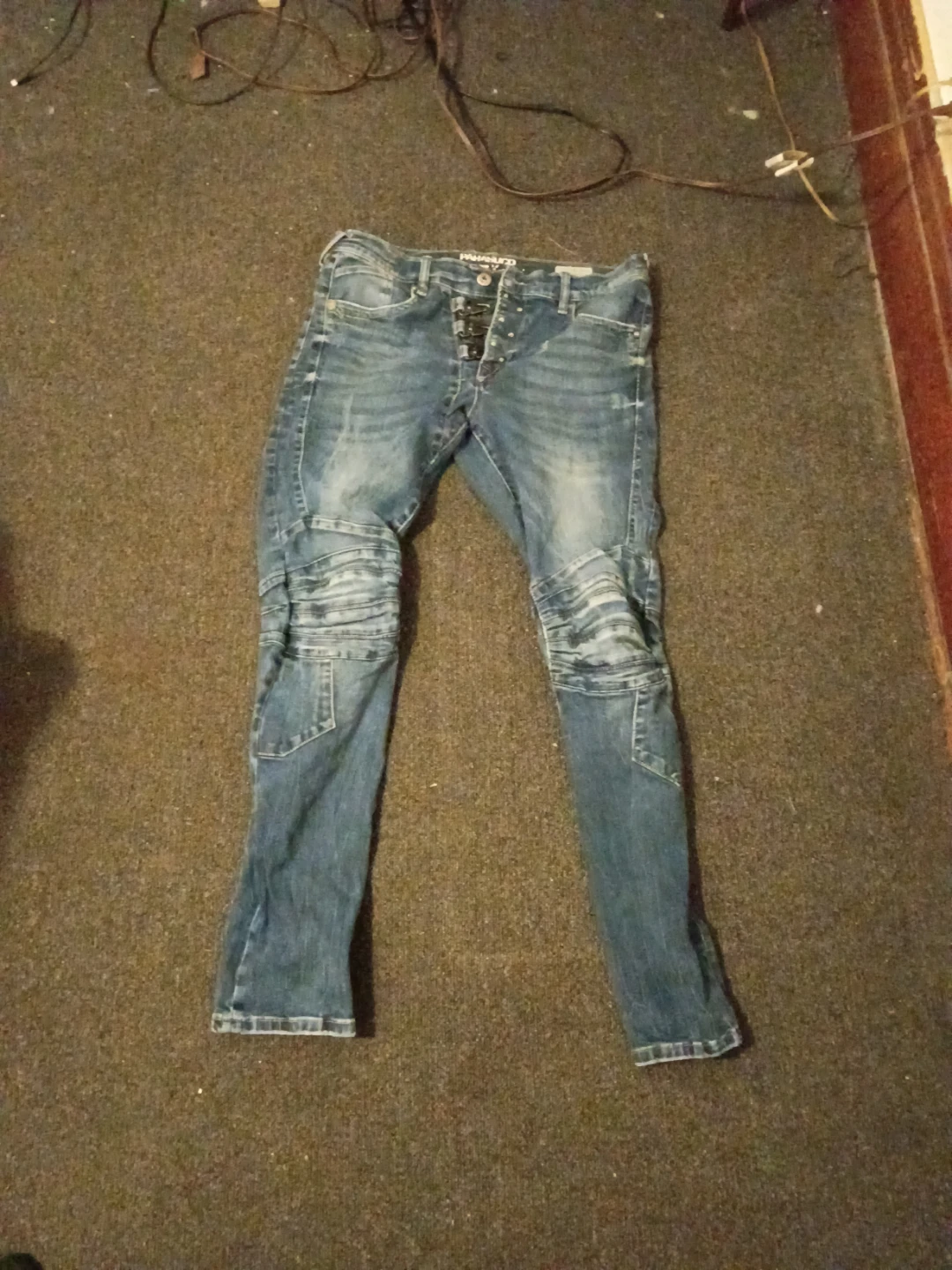 PANAMA JACK Men's Blue Denim Moto Jeans