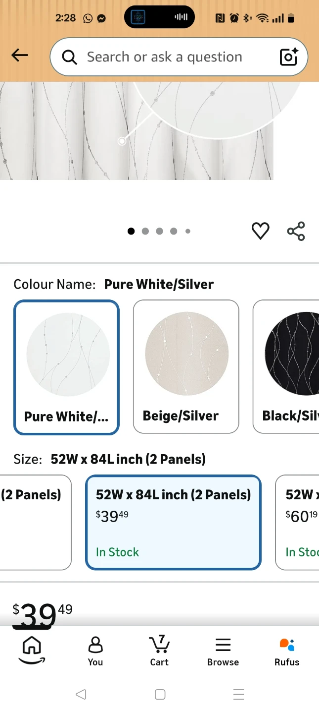 Deconovo 50% Blackout Curtains - White/Silver - photo 2