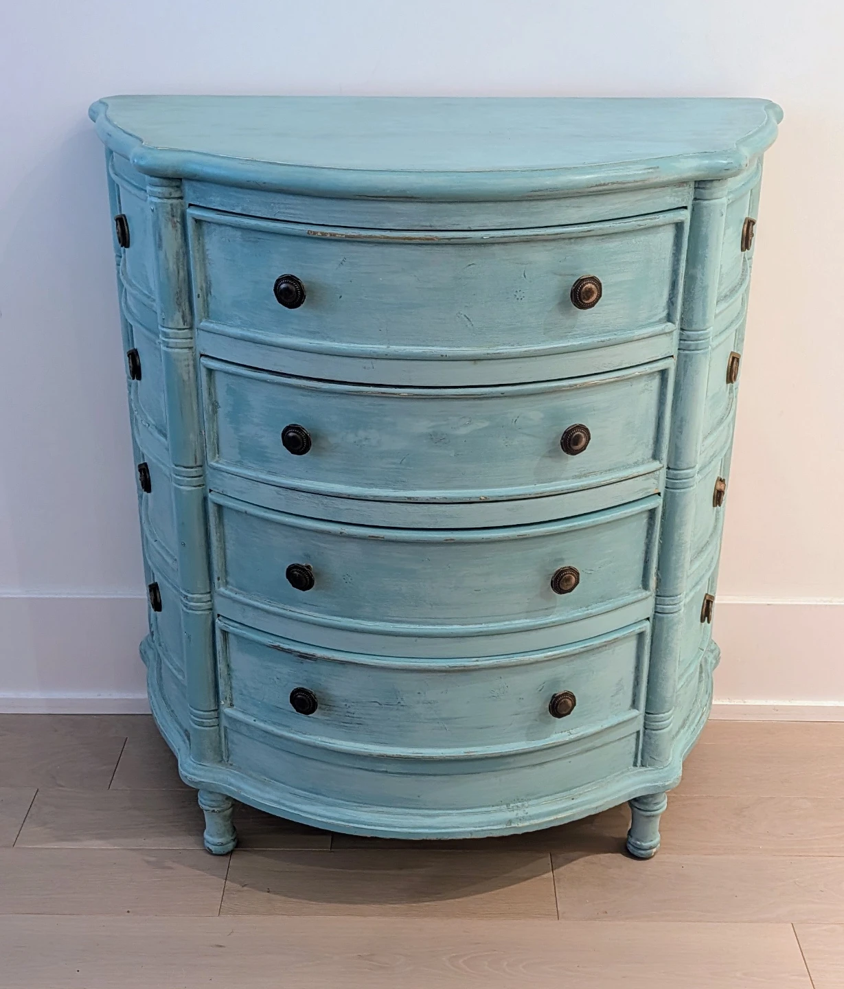 30" Blue Bow-Front Chest of Drawers – Vintage/Condo Sized