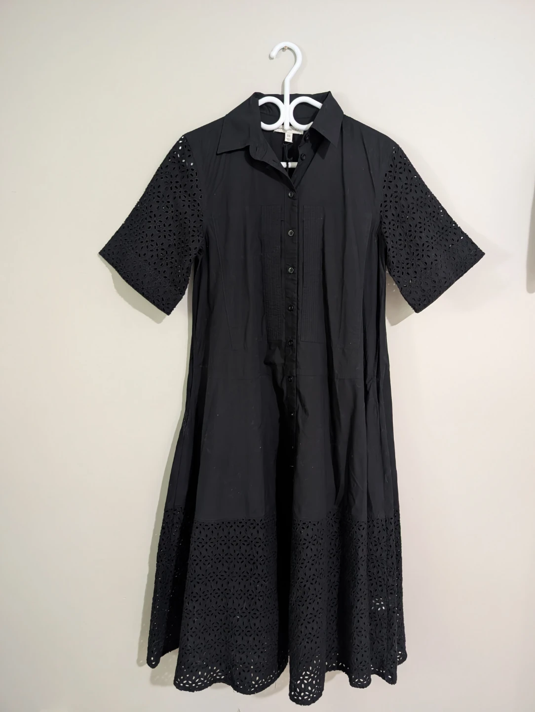 Black Banana Republic Shirt Dress with Eyelet Details