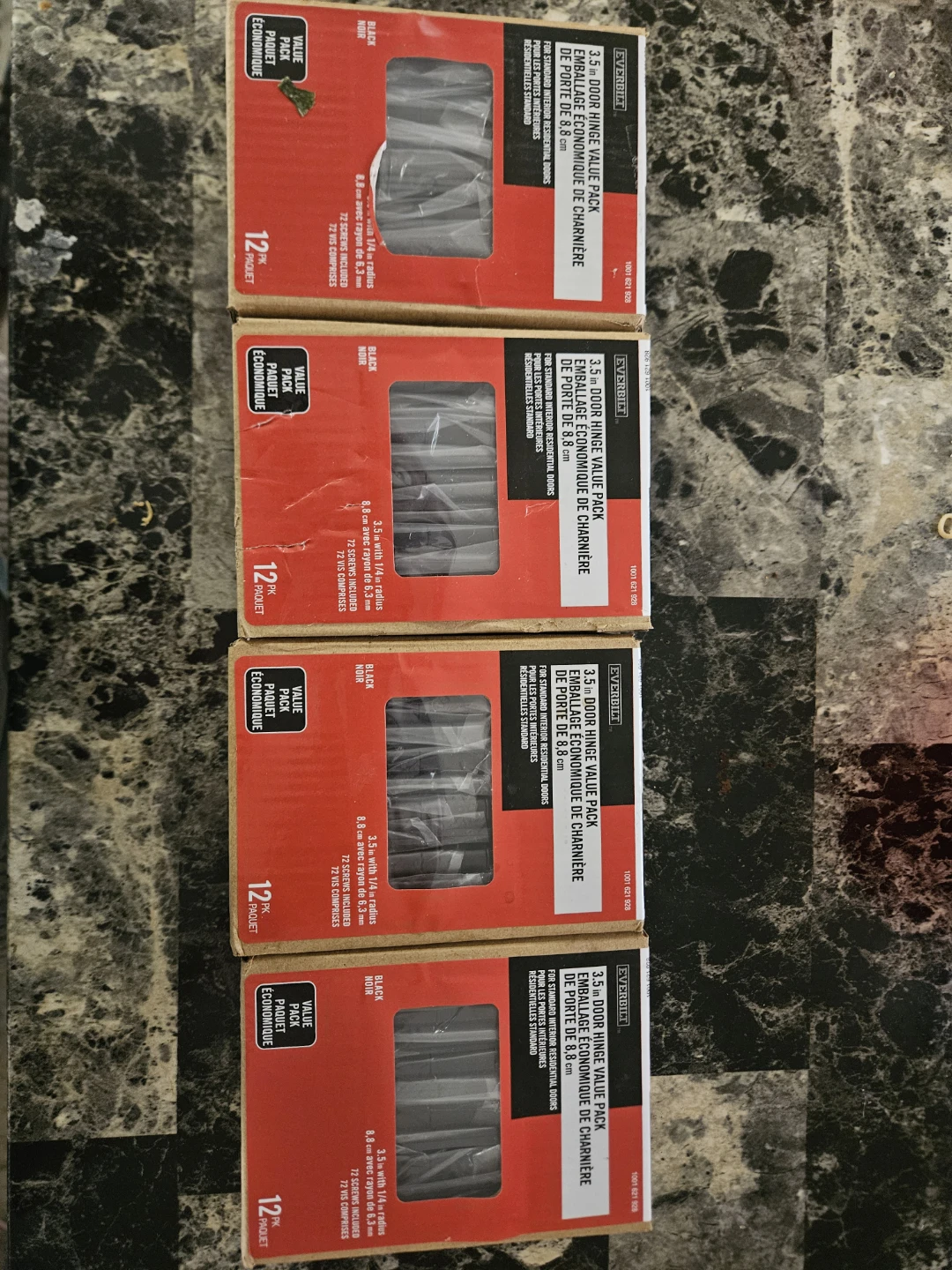 Everbilt 3-1/2" Radius Door Hinges - Black (12-Pack)