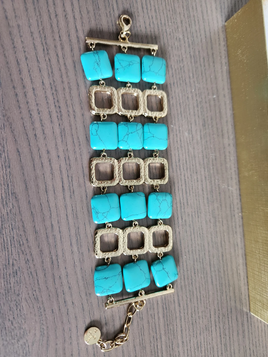 Turquoise and Gold Tone Bracelet - photo 2