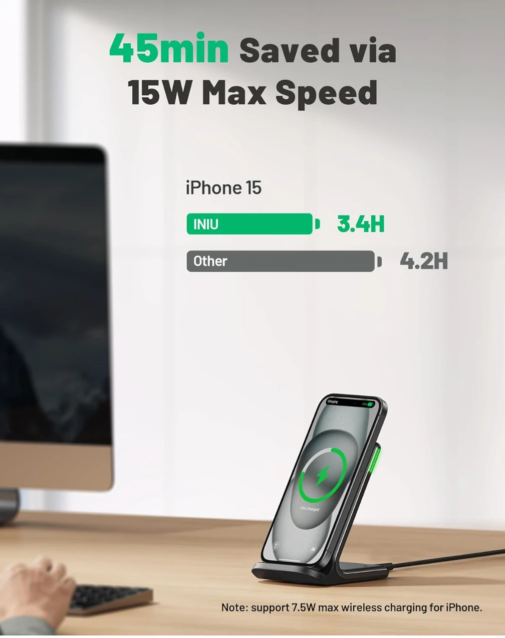 INIU Wireless Charger Stand 15W Max Fast Charging - photo 5