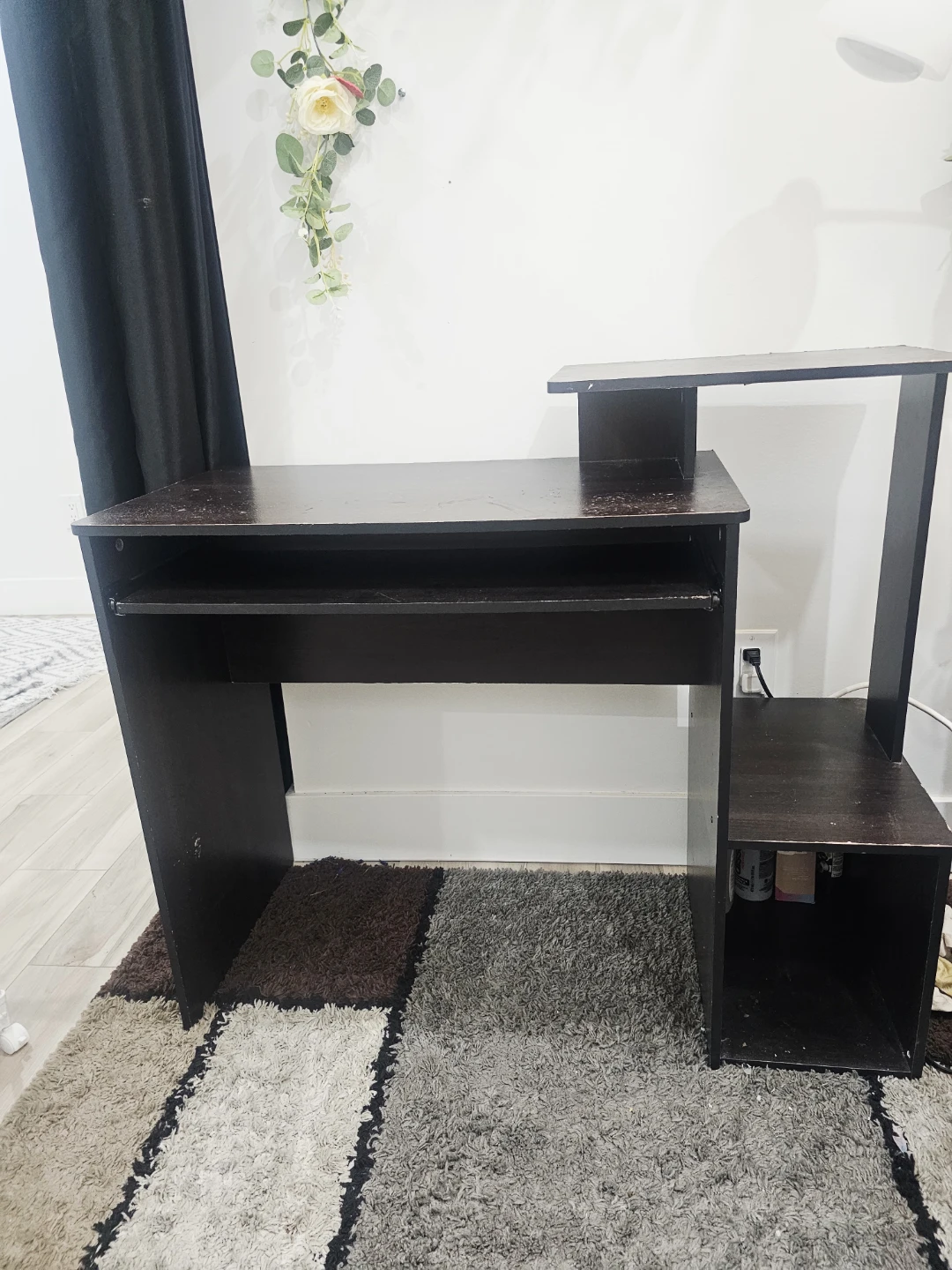 Dark Brown Computer Desk with Keyboard Tray - photo 2