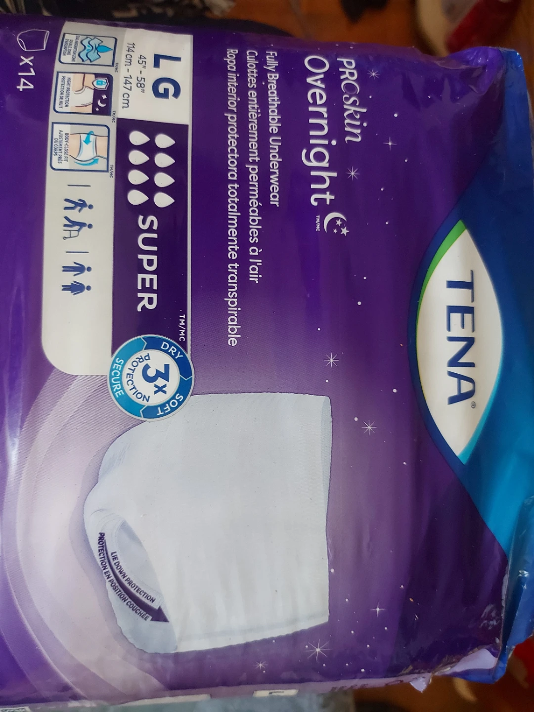 TENA ProSkin Overnight Underwear - Large - 14 count