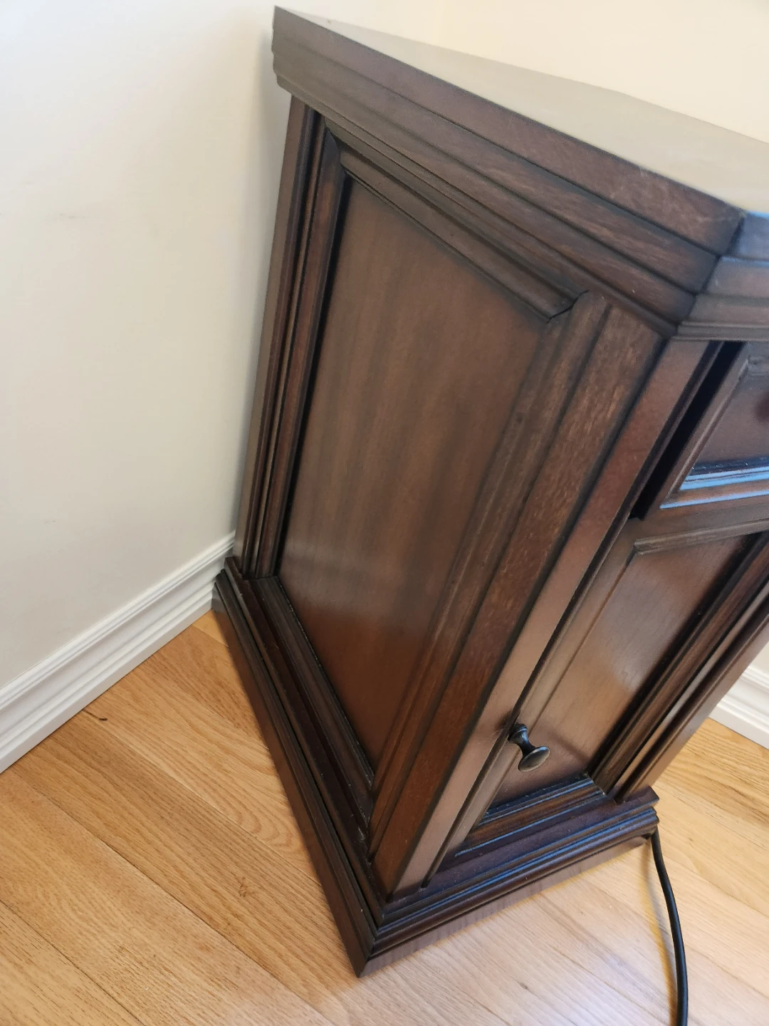 Dark Wood End Table with Built-in Outlet and USB Ports - photo 2