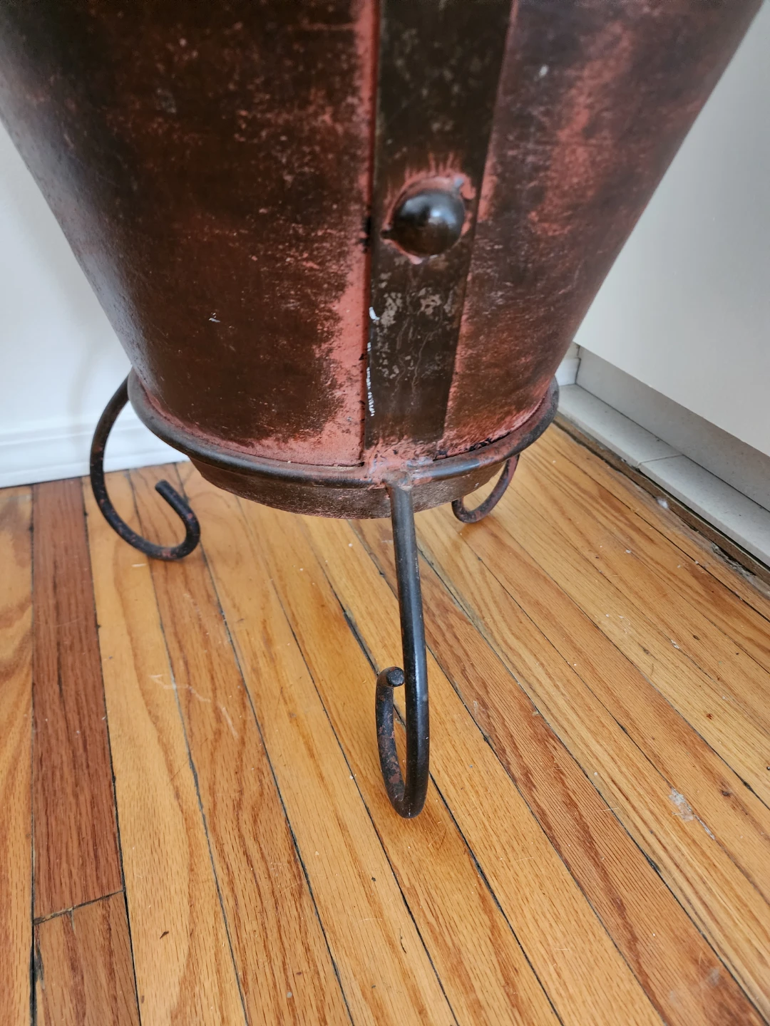 Authentic Mexican Amphora Urn with Wrought-iron Cage and Base - photo 4