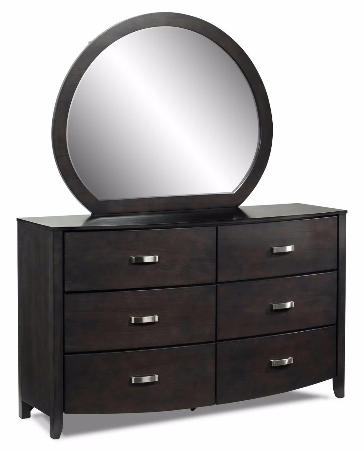 Dark Brown 6-Drawer Dresser with Mirror