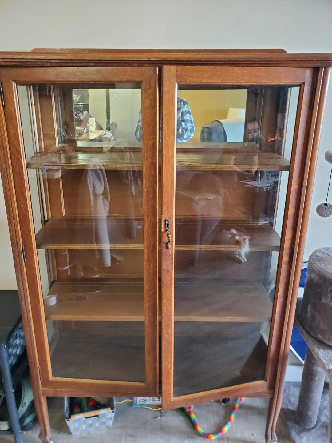 Vintage Wooden Display Cabinet with Glass Doors - photo 2