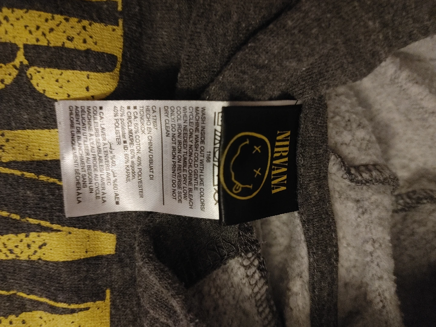 Nirvana Smiley Face Hoodie - Grey - Size L (10-12) - photo 2