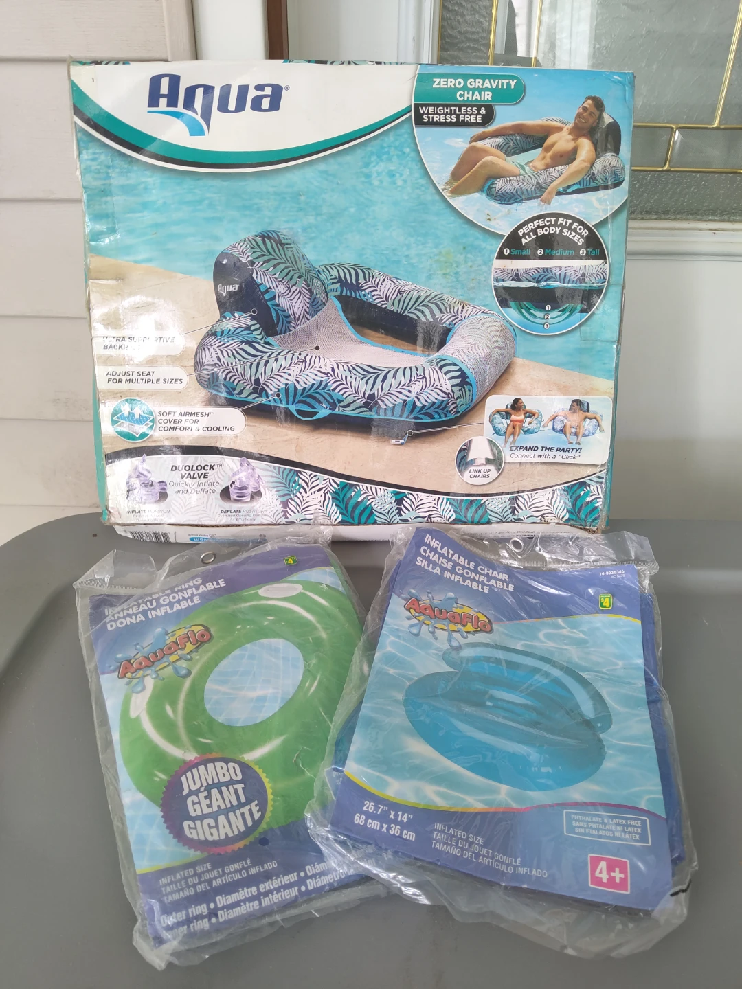 Aqua Zero Gravity Inflatable Pool Chair & AquaFlo Floats