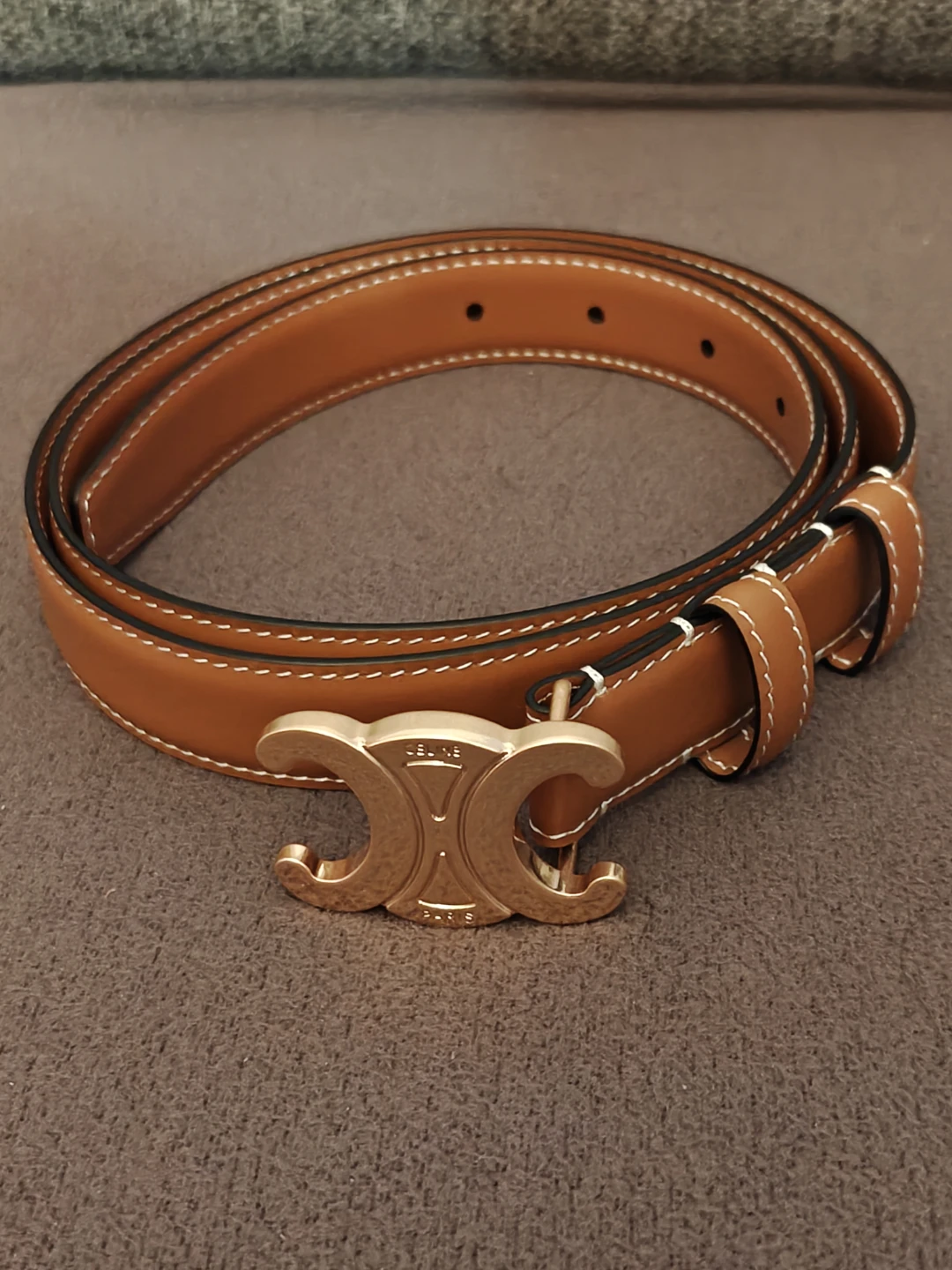 Celine Triomphe Belt Medium Brown