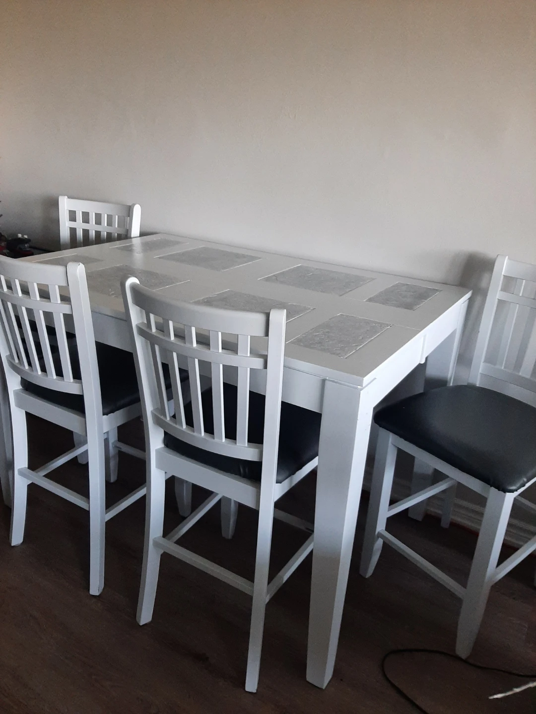 White Counter Height Dining Set with 4 Chairs