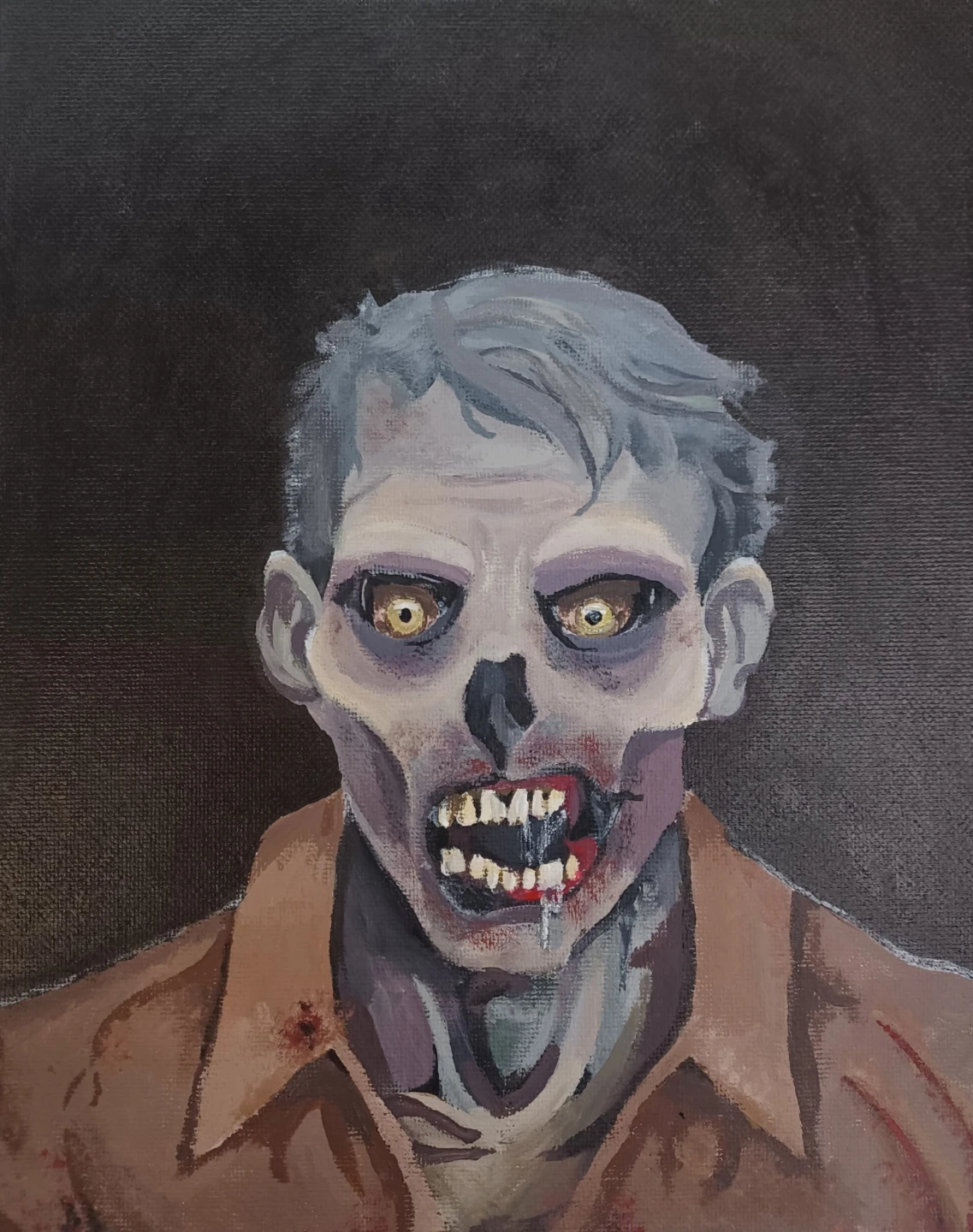 Original 8x10 Walking Dead Zombie Acrylic Painting
