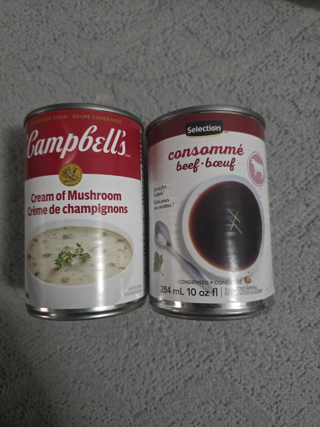 Campbell's Cream of Mushroom & Selection Beef Consommé Soup