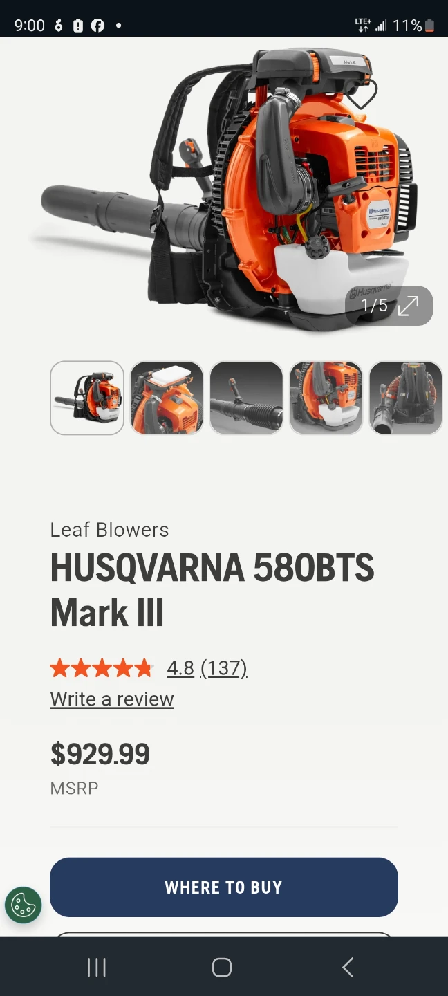 Husqvarna 580BTS Leaf Blower - photo 4