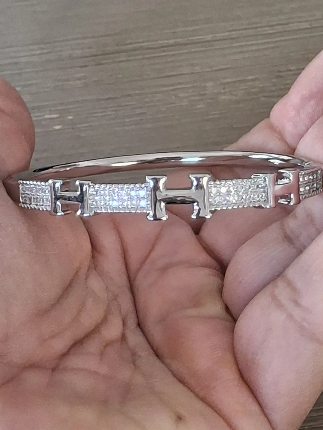 Silver Tone Hinge Bracelet with Rhinestones - photo 2