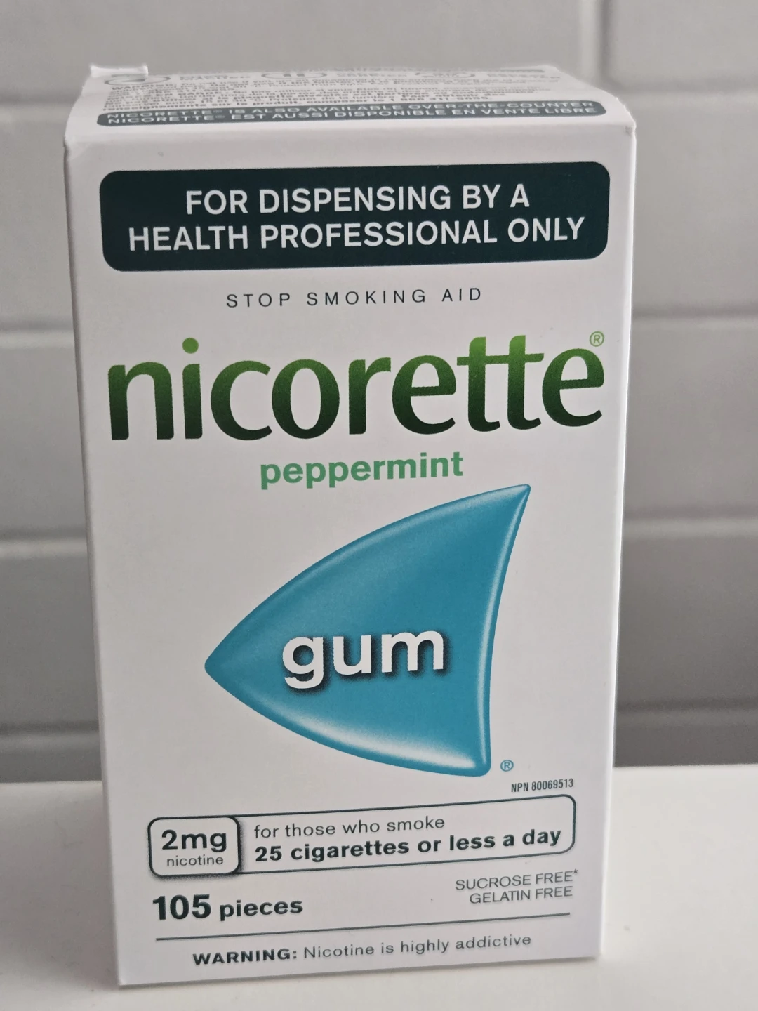 Nicorette Peppermint Gum - 2mg Nicotine, 105 Pieces