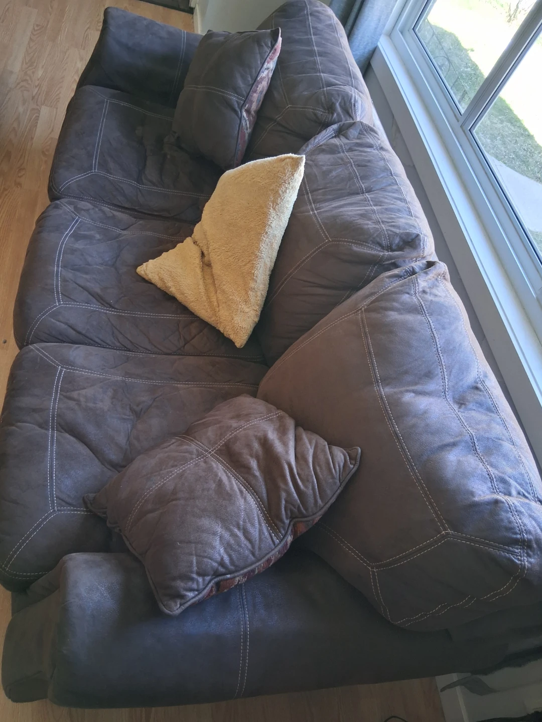 Brown Suede-like Sofa - photo 2