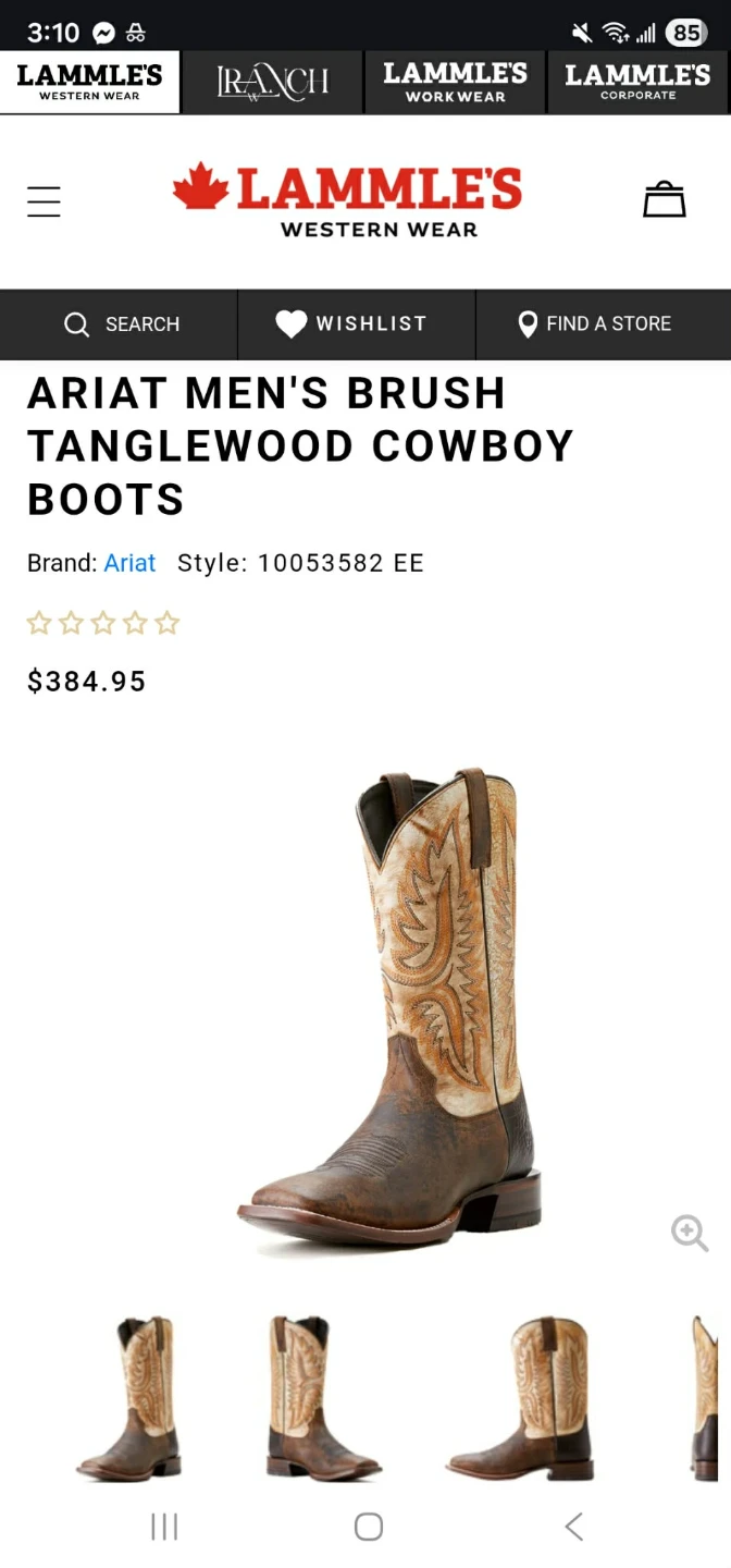 Ariat Men's Brush Tanglewood Cowboy Boots