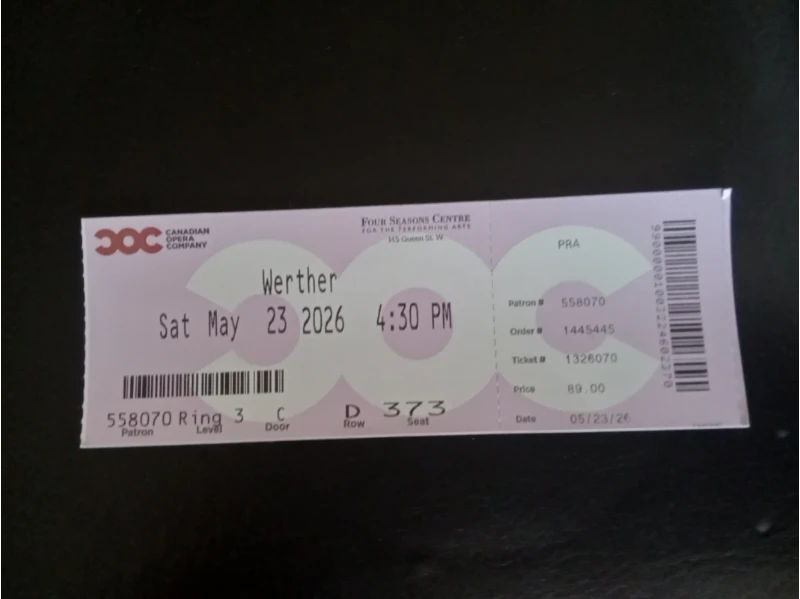 Canadian Opera Company Ticket - Werther