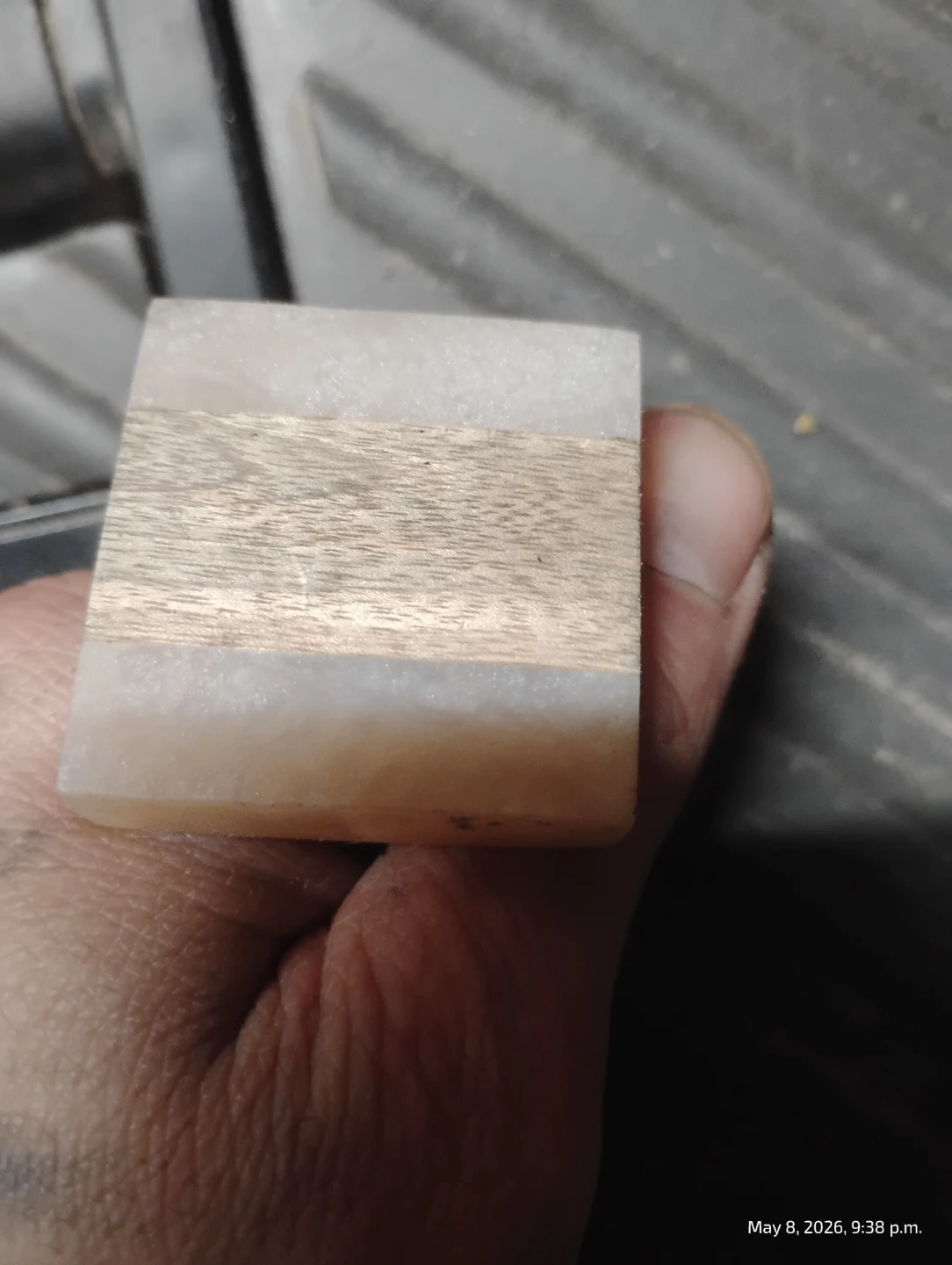 Wooden and stone drawer pull/knob with hardware - photo 2