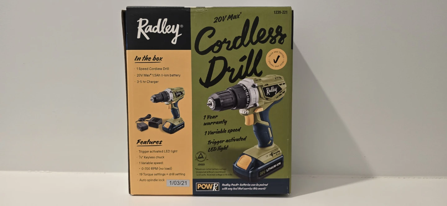 Radley 20V Max Cordless Drill with 1.5Ah Battery and Charger