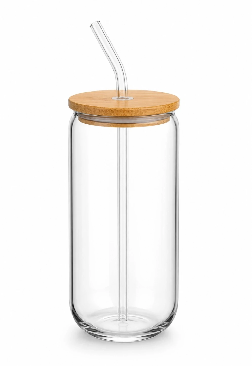 Glass Tumbler with Bamboo Lid and Straw