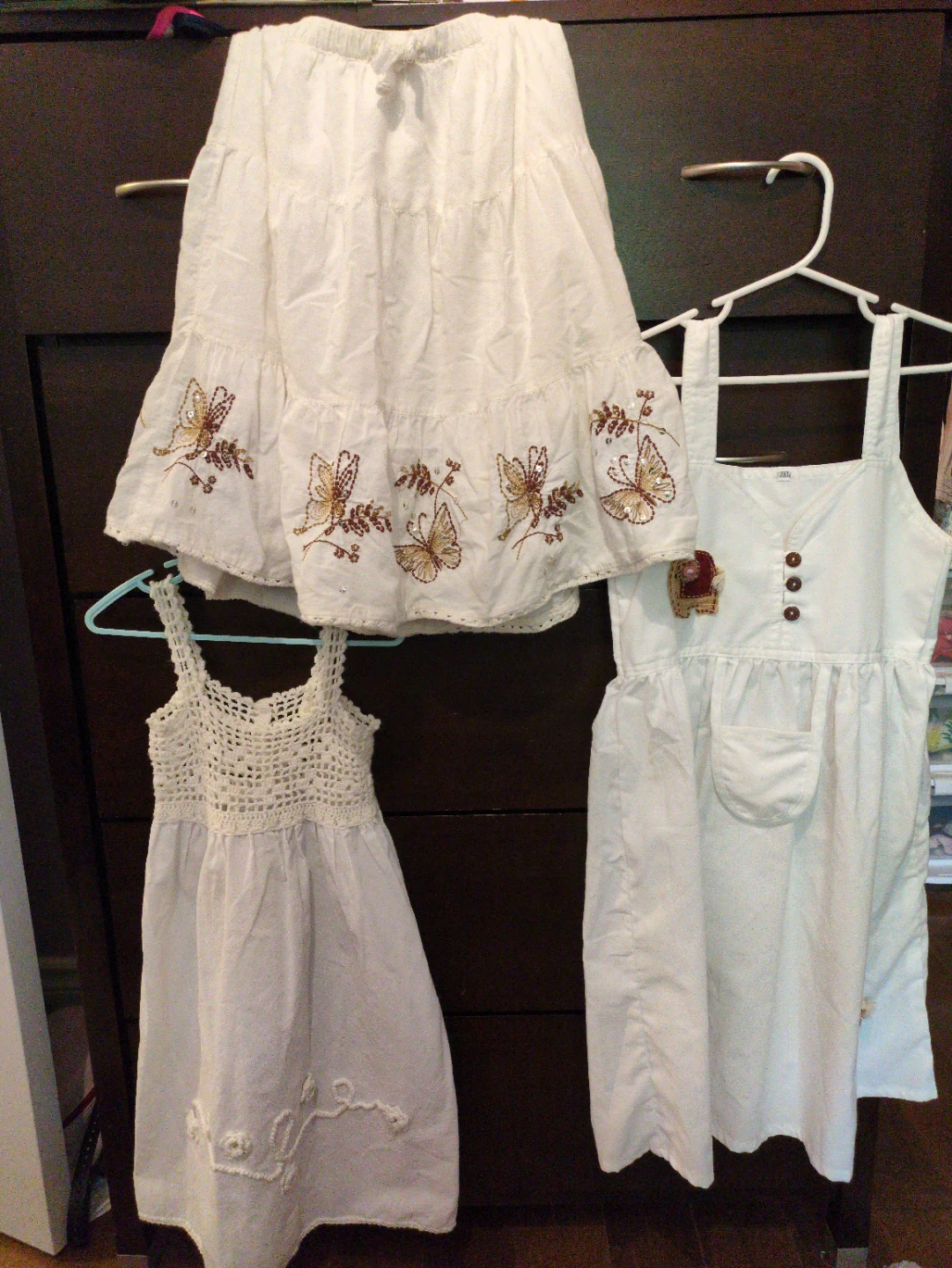 Girl's white bundle:  2 Dresses and skirt