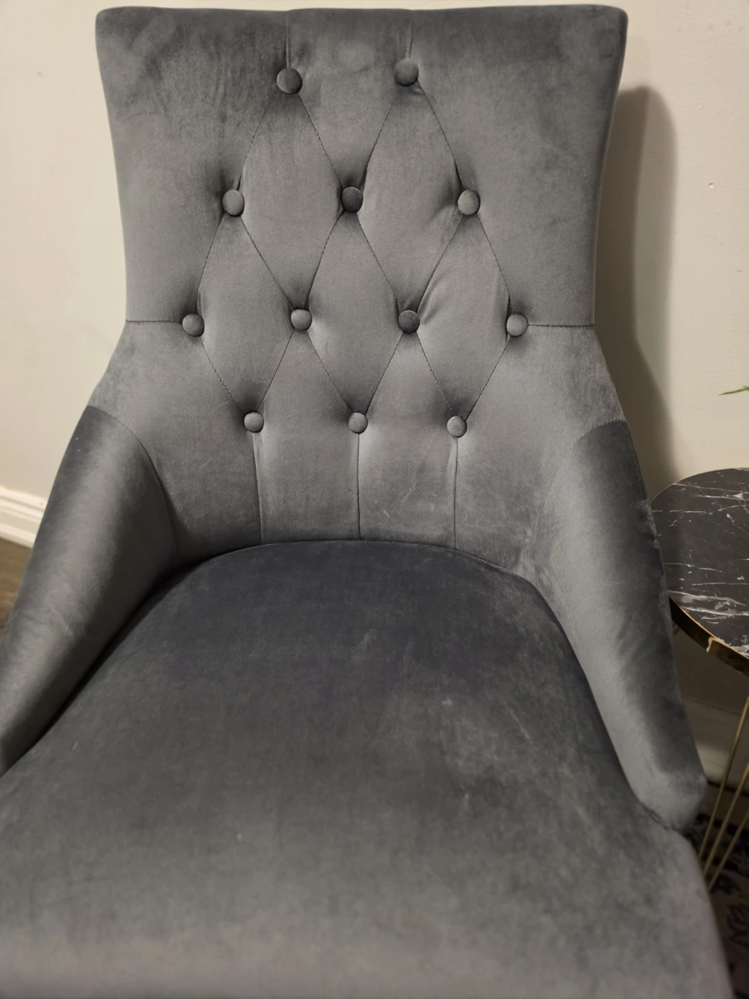 Grey Velvet tuffted Chairs (Set of 2) - photo 5