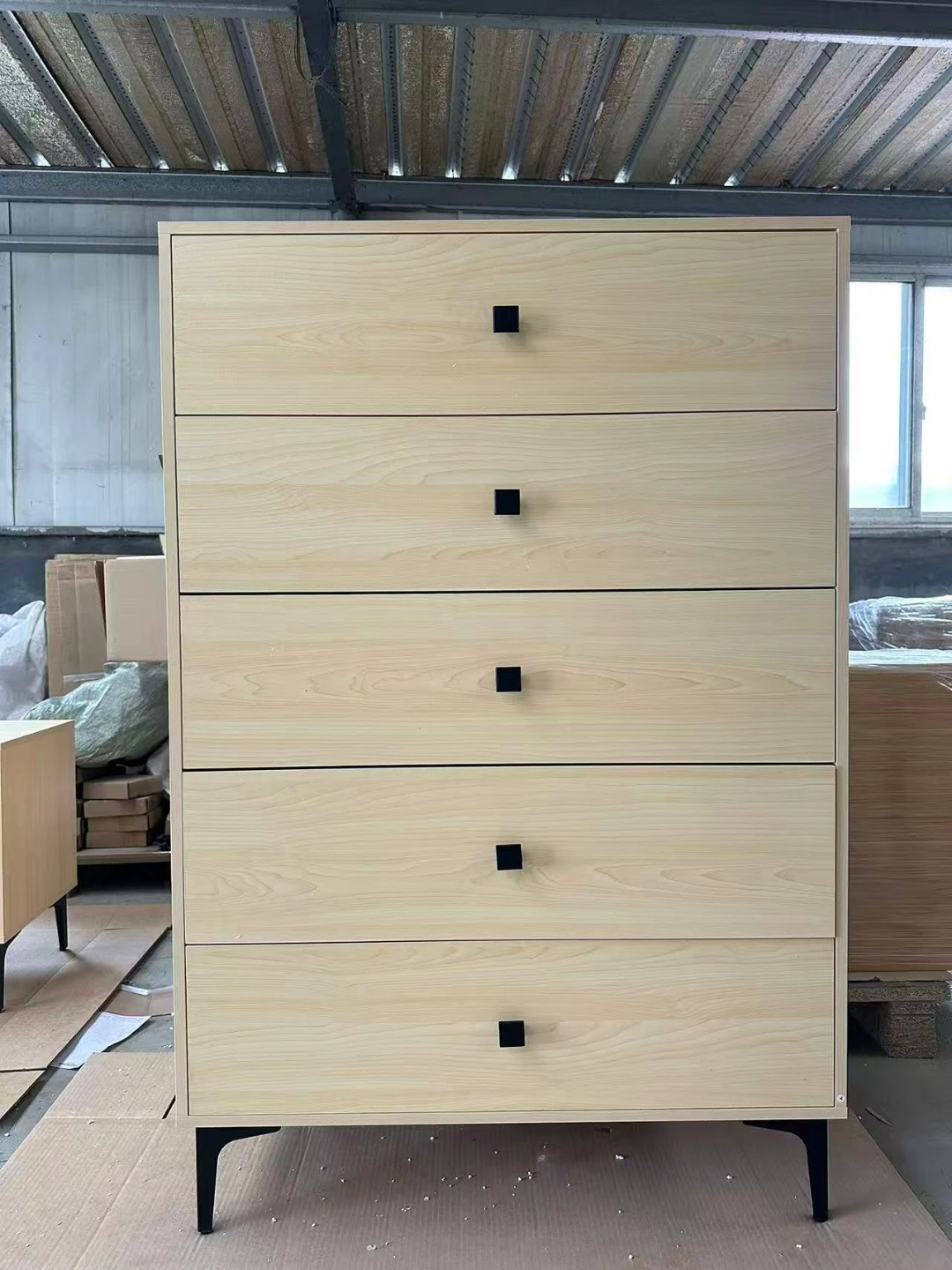 Five Drawer Dresser - Light Wood Finish