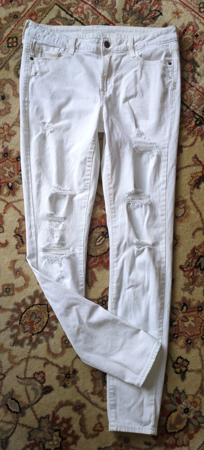 Old Navy Rockstar White Distressed Jeans