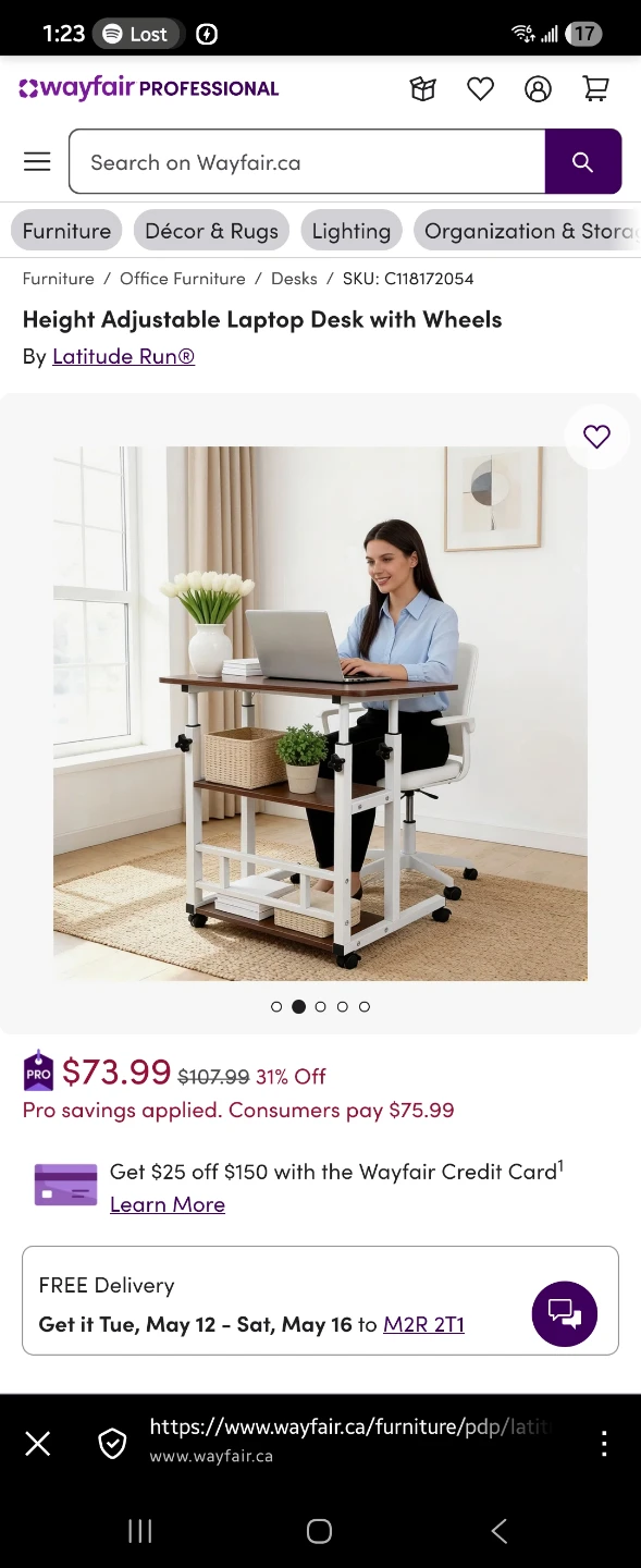 Height Adjustable Laptop Desk with Wheels Latitude Run - photo 2
