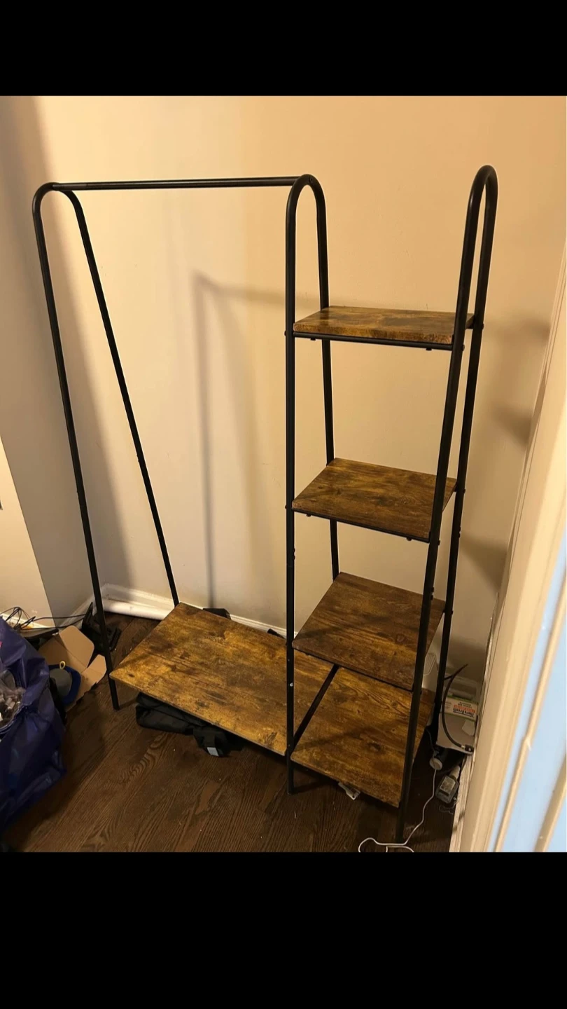 Industrial Style Garment Rack with Shelving