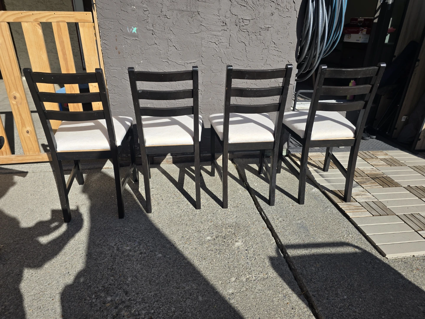 IKEA Lerhamn Dining Chairs x4 with white cushion - photo 3