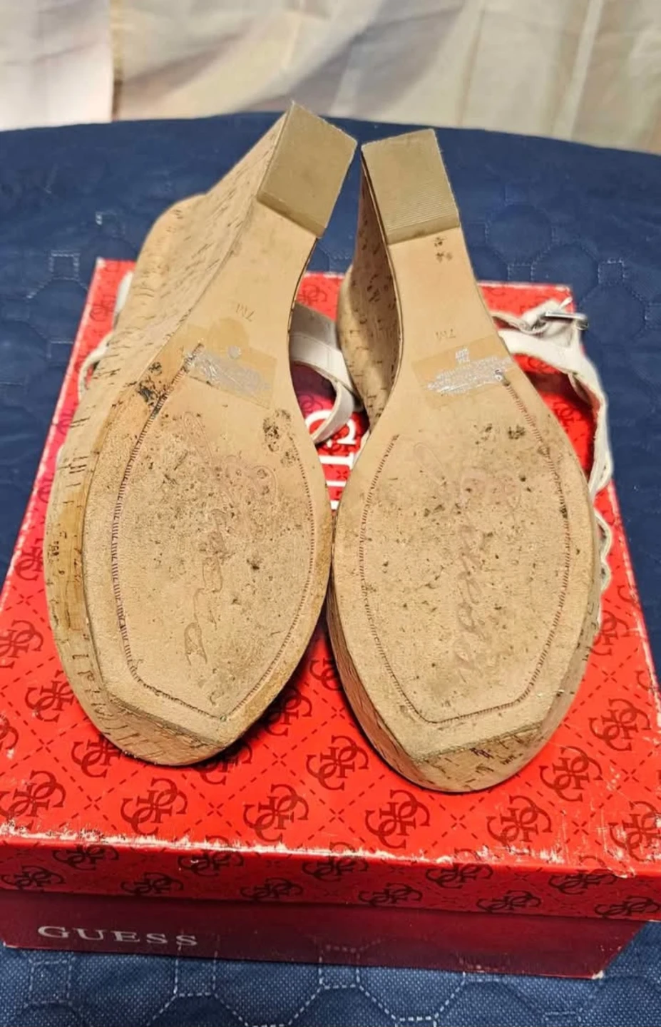 Guess Women's White Strappy Wedge Sandals - Size 7 - photo 2