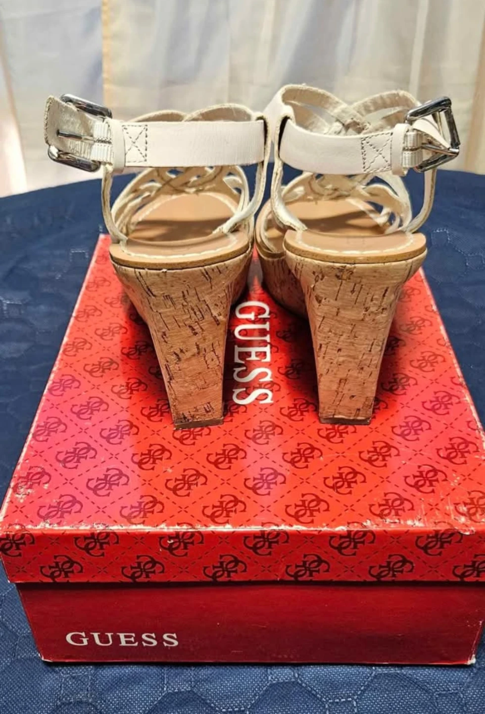 Guess Women's White Strappy Wedge Sandals - Size 7 - photo 3