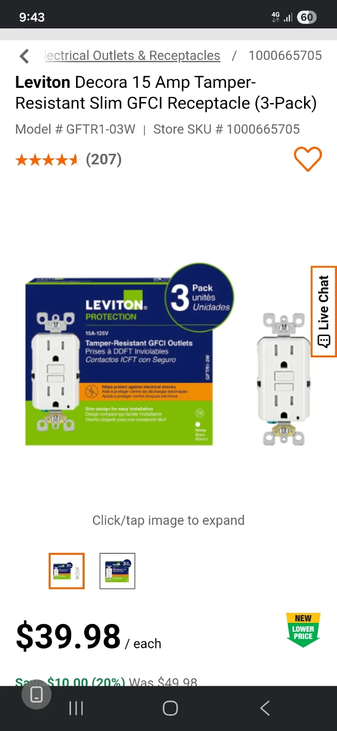 Leviton Decora 15 Amp GFCI Receptacle (3-Pack)