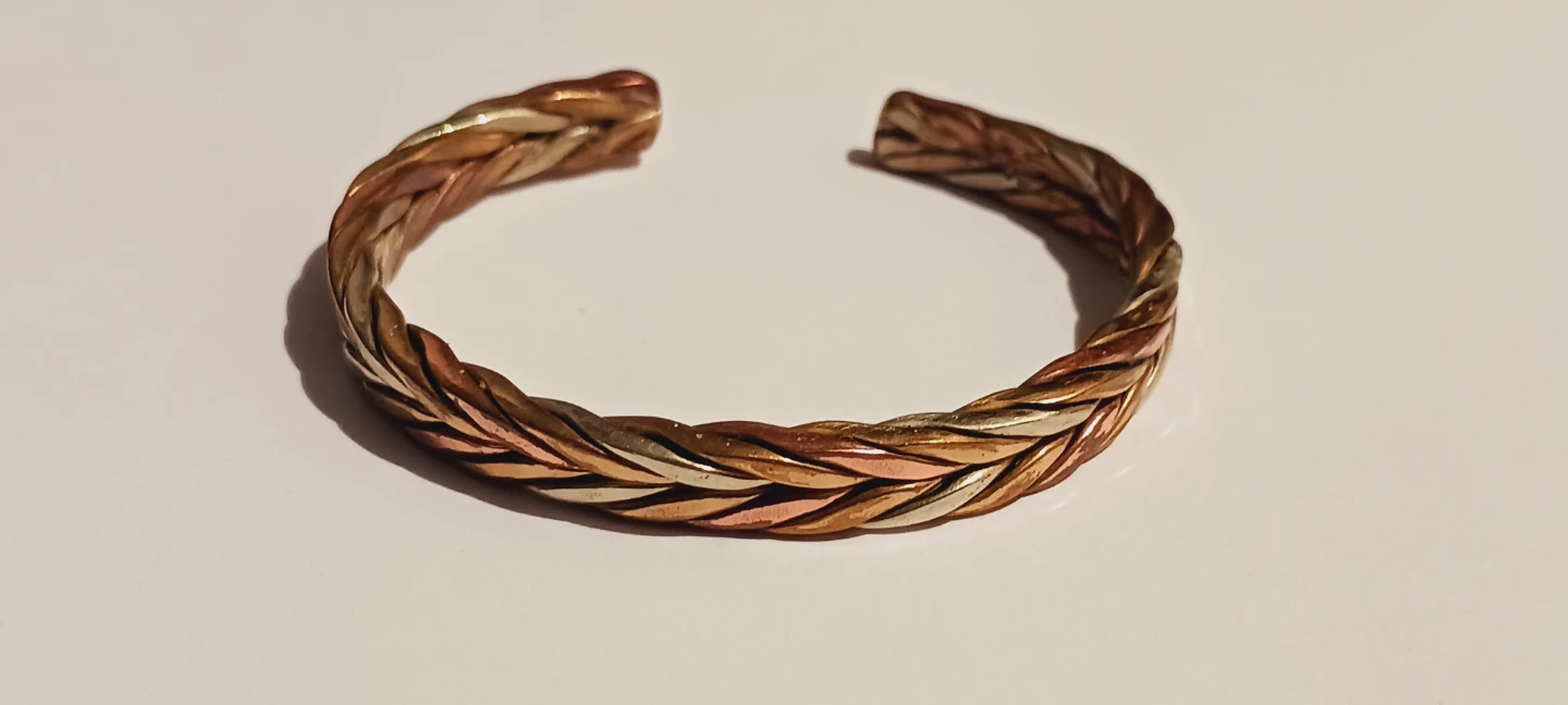 Vintage Copper Woven Twisted Rope Design Cuff Bracelet - photo 3