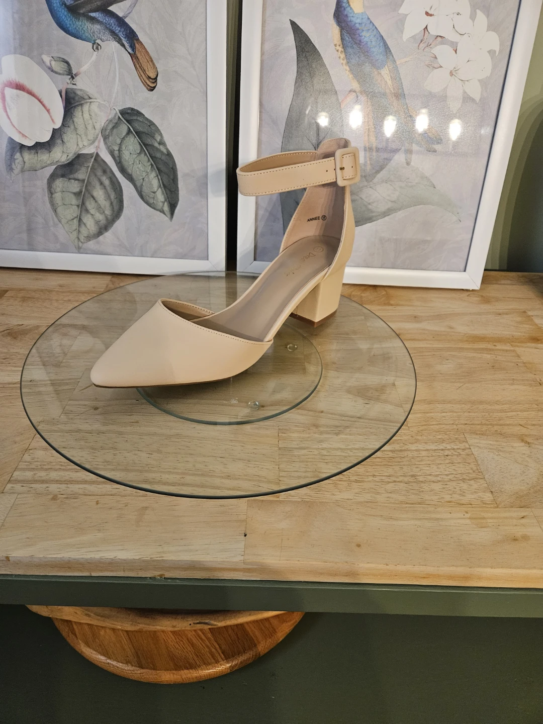Beige Ankle Strap Block Heels - photo 2