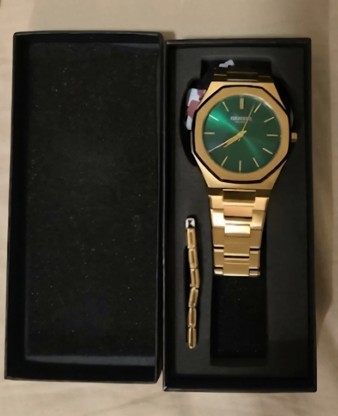 Gold Watch with Green Dial