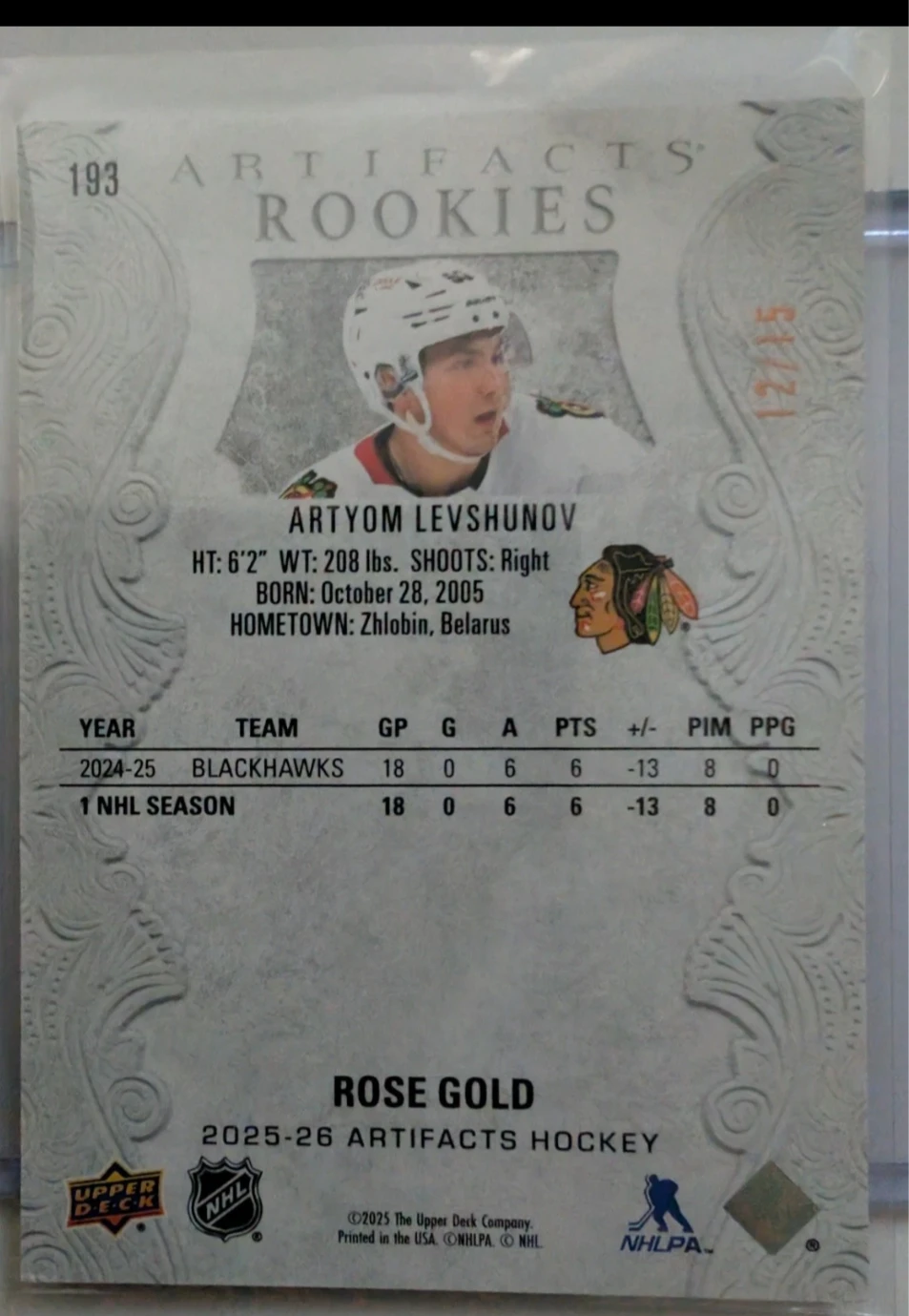 Artyom Levshunov 2025-26 Artifacts RC 12/15 - photo 2